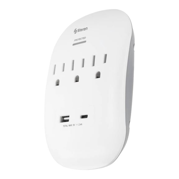 Multicontacto Steren Modelo WMS-1201, color blanco