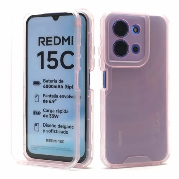 Funda 3 en 1 Icon Case Matte Skin para Poco C85, Carcasa, Protector, Uso Rudo, Protección 360, Full Case, Bumper, Antigolpes, Esquinas Reforzadas, Protección de Cámara - Rosa claro