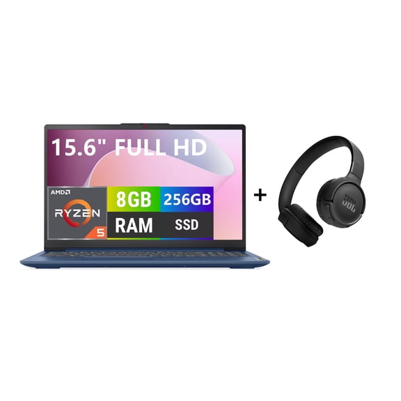 Laptop Lenovo IdeaPad Slim 3 AMD Ryzen 5 40 8GB RAM 256GB SSD más Audifonos Bluetooth JBL Tune 520