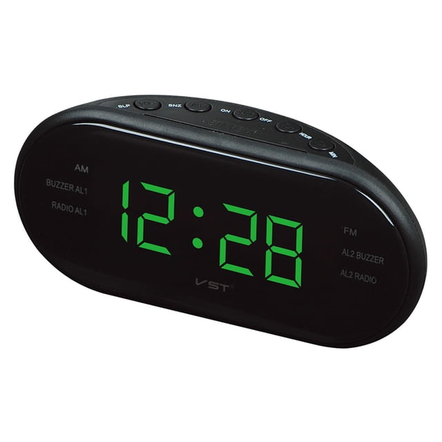Despertador dual digital FM con sintonización digital 522 ~ 1620KHZ enchufe UU Verde Sunnimix Reloj despertador digital LED