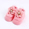 thumbnail image 4 of 1 par de calcetines de algodón para bebé, niña, recién nacida, con lazo de flores y encaje, talla M (rosa, estilo aleatorio)., 4 of 7