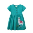 thumbnail image 1 of Vestido de algodón con estampado de lunares para niña REDARER, manga corta, estilo casual, con apliques bordados, talla 2-3 años, 1 of 4