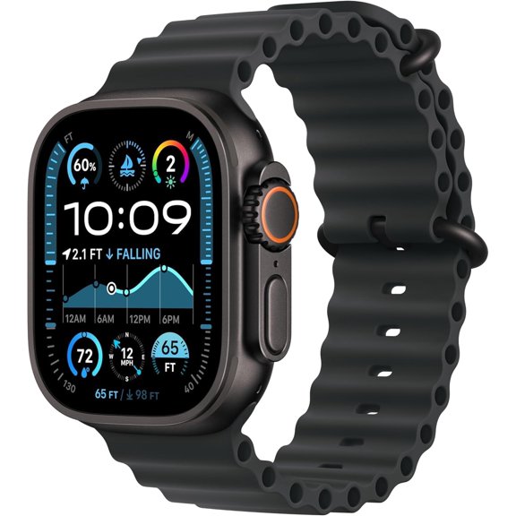 Apple Watch Ultra 2 GPS + Celular, Caja de Titanio Negro de 49 Mm con Correa Negra Ocean (Reacondicionado).