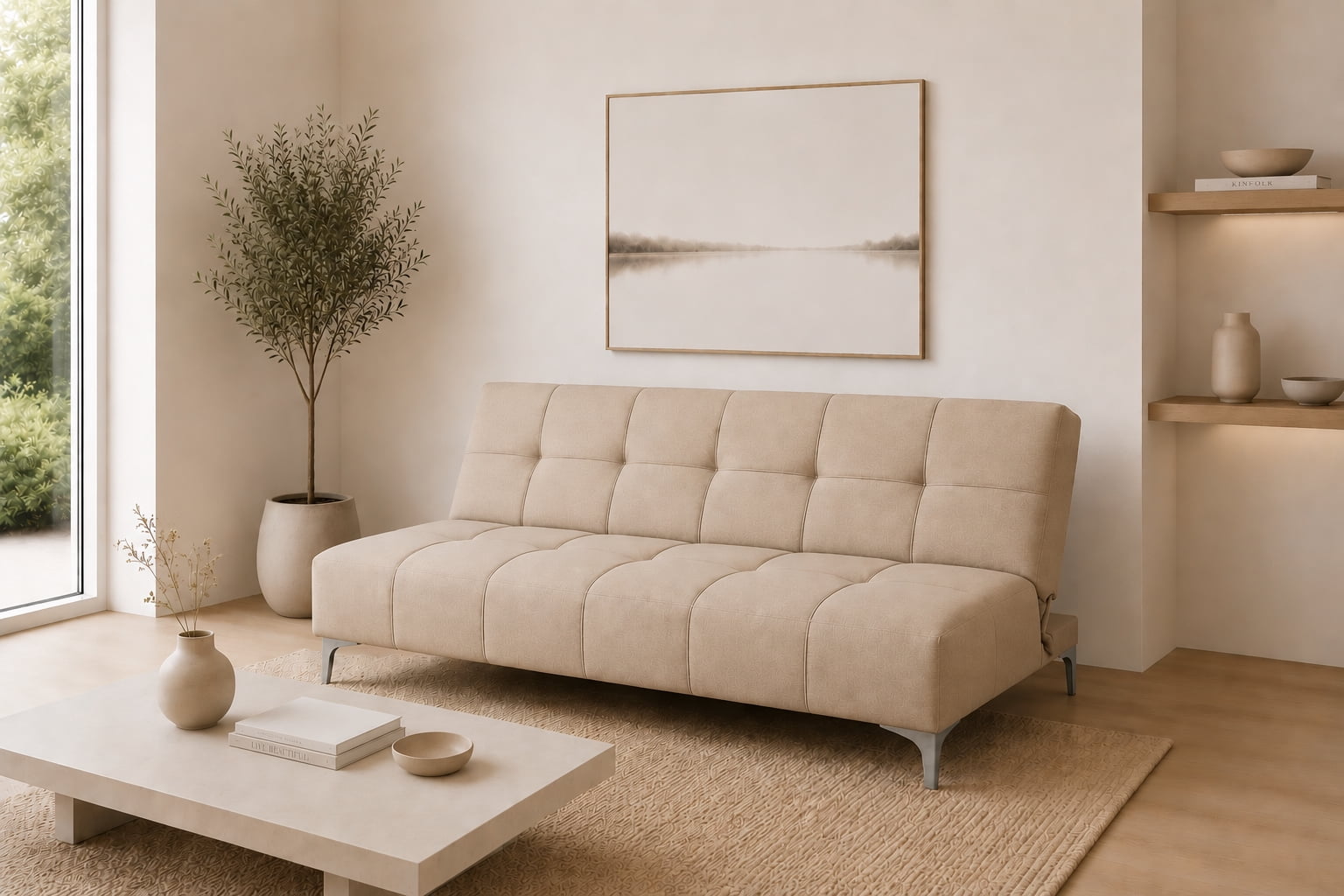 Sofa Cama Reclinable El Bazar Store New York Beige Futon 3 posiciones Sala Love Seat