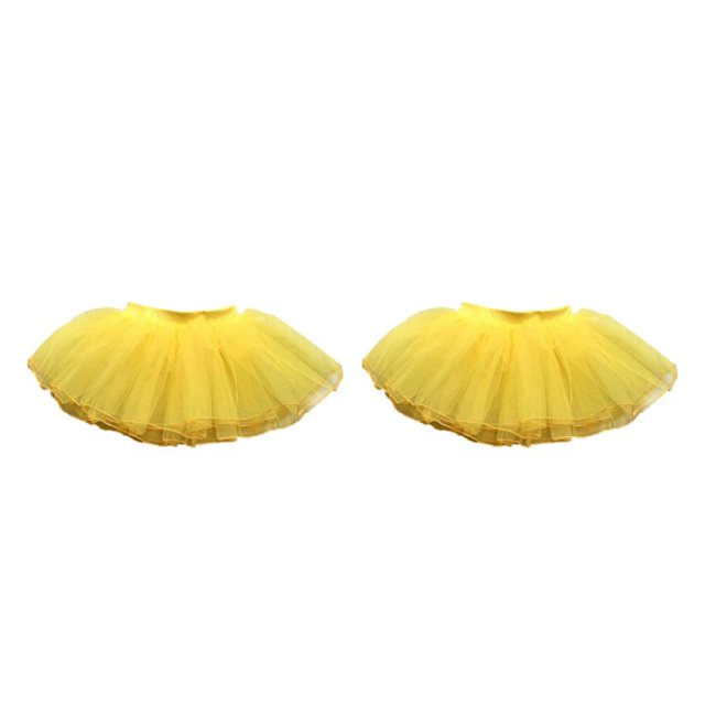Qarigey Traje de niña chico tul Ballet danza patinaje conjunto ropa de baile tutú cintura elástica rendimiento fiesta medio 0,9-1,3 m Hilo Medio/Amarillo S/ por 0.9-1.3m 2piezas