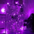 thumbnail image 1 of Luces solares para exteriores de Halloween con telaraña de 1 m de diámetro y 60 LED con araña negra, luces moradas impermeables, control remoto, decoración de Halloween para casa y jardín., 1 of 8