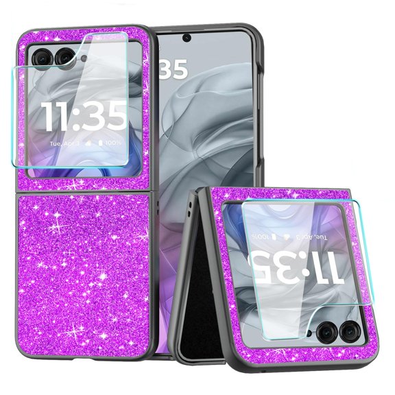 Funda de teléfono celular KEKBOXQ para Motorola Razr 2024 Purple Glitter