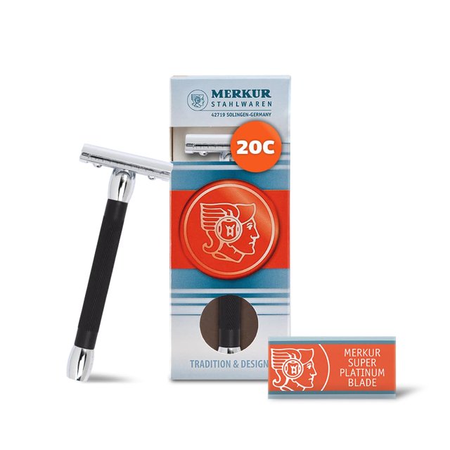 Afeitadora de seguridad MERKUR 20C de aluminio negro 10 cm