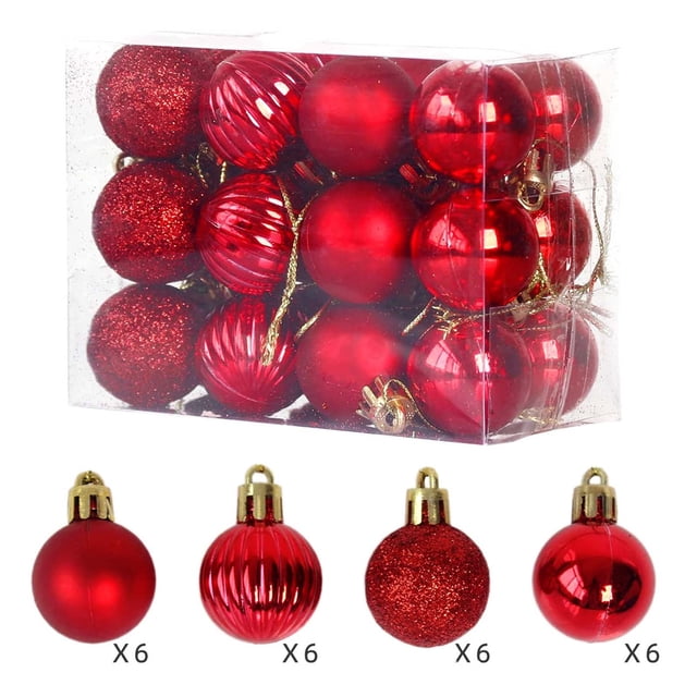 Xihbxyly Bolas de Navidad para Árbol, Adornos Colgantes Galvanizados, Bolas de Plástico con Purpurina, Juego de 24 Piezas, Diseño Irrompible, Decoración Navideña Multiusos, Hogar, Fiesta, Boda, 3 Cm