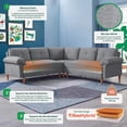 thumbnail image 2 of Sala Esquinera de Velvet Gris Claro Makora Modelo Elton, 2 of 7