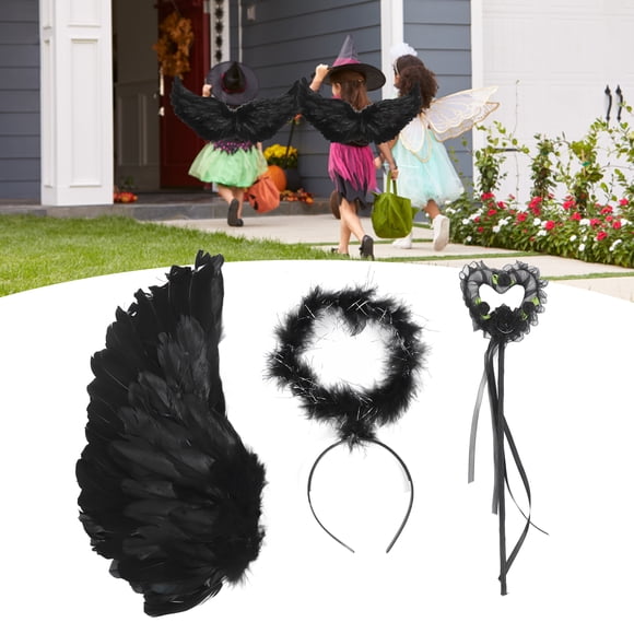 JUEGO DE ACCESORIOS DE ALAS DE ANGEL, Disfraz DE, Juego de ALAS de Ángel para Adultos para Juego de Rol de Halloween