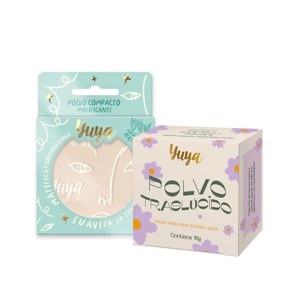 Yuya Polvo compacto matificante Nude Beige 12g con Polvo translúcido 16g