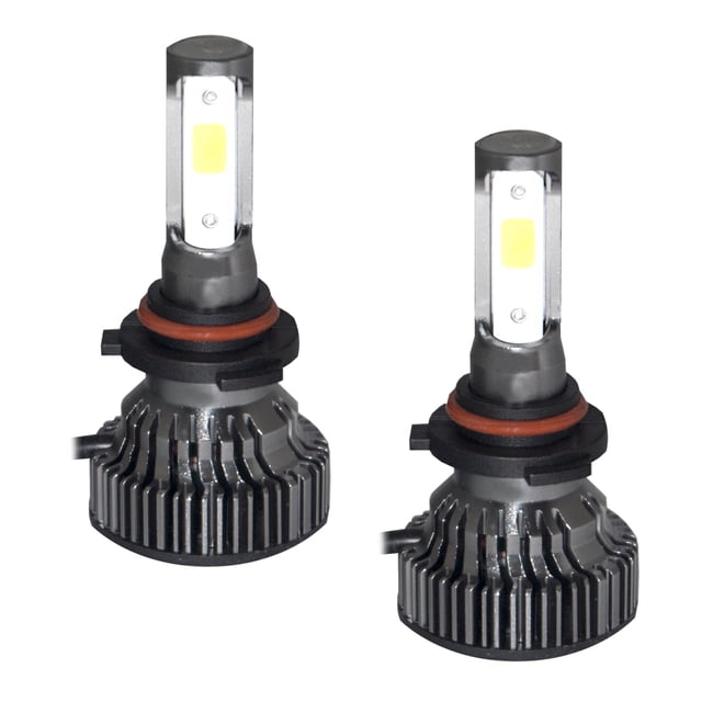 kit de focos audiobahn led 6000k alta aled h11 par de focos negros con disipador de aluminio tipo aleta, sello de hule naranja y emisor rectangular LED; 24W, 6000K, 2800 lm a 1 m, 12–24V, diseñados para alta y baja intensidad; suele usarse también en proyectos de iluminación automotriz compacta.