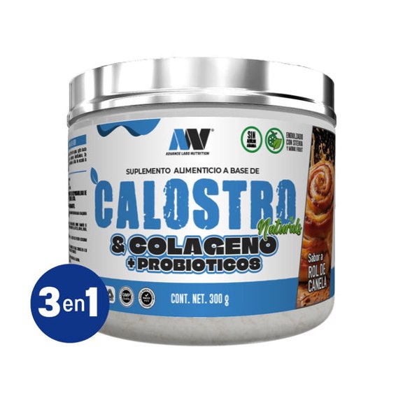 Calostro Colágeno y Probióticos Advance Labs Naturals Stevia y Monk Fruit Rol de Canela 60 Serv 300g