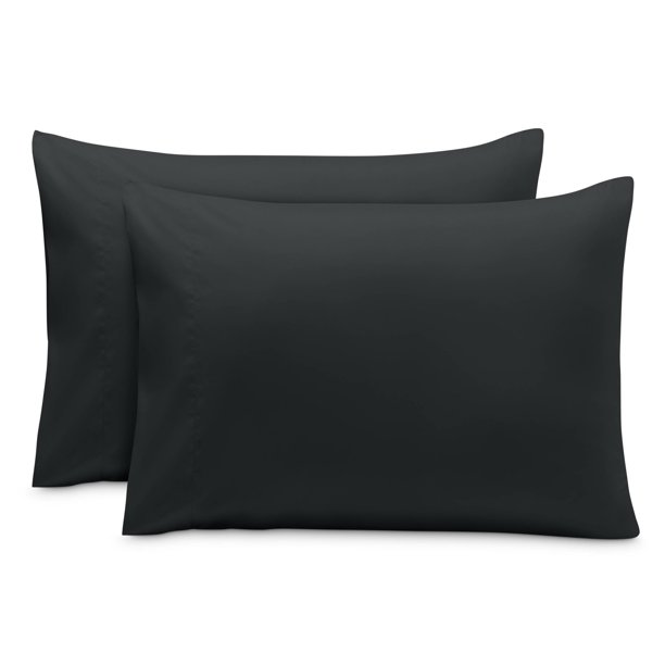 Juego de Fundas de Almohada Bare Home Cierre Tipo Sobre Colección Premium 1800 Color Negro Tamaño King 20 x 36 2 Unidades