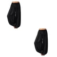 thumbnail image 2 of Sonducket Pantalón de pierna ancha para mujer Pantalones deportivos Tallas grandes Baile para niñas Ropa de playa Linterna de verano Pantalones Negro S 2Conjunto, 2 of 6