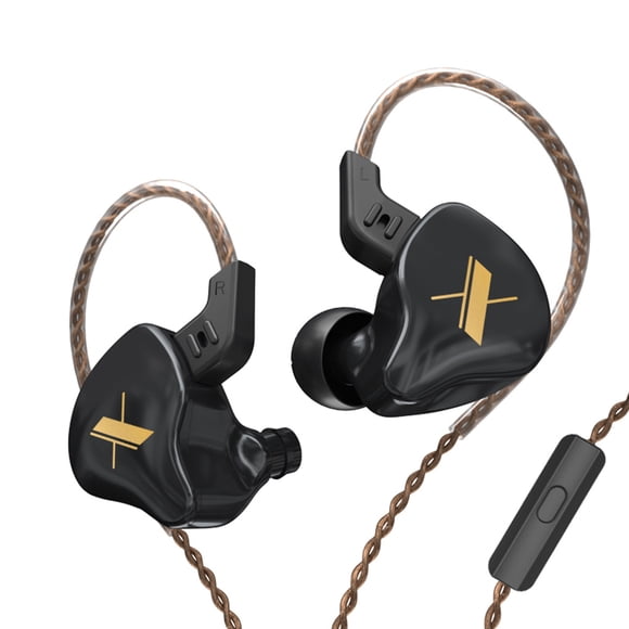 Audífonos KZ EDX 1 In-ear 3.5mm Jack Estéreo Auriculares con cable Música Deportes Auriculares para juegos, Negro, con micrófono