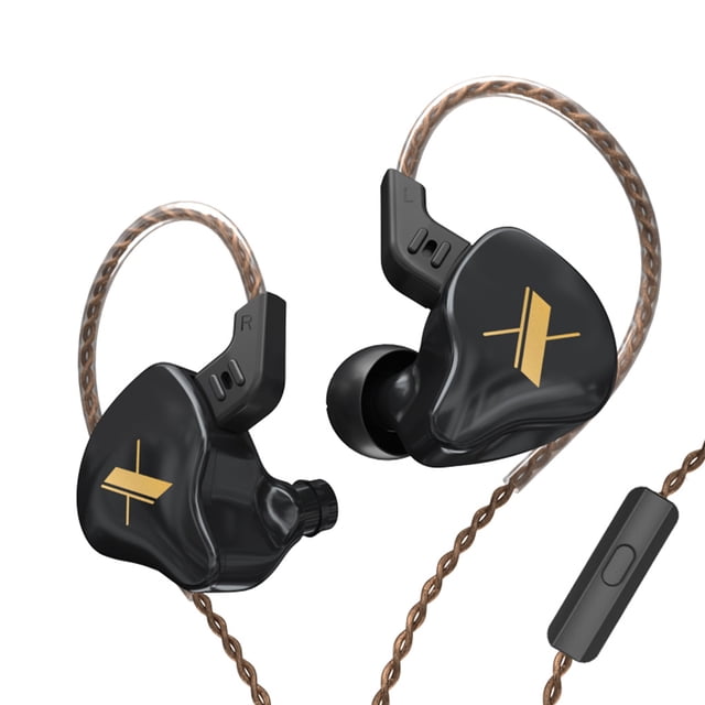 Audífonos KZ EDX 1 In-ear 3.5mm Jack Estéreo Auriculares con cable Música Deportes Auriculares para juegos, Negro, con micrófono