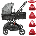 thumbnail image 2 of Carriola para Bebé con Asiento Reversible Convertible a Bambineto Ruedas de Goma Plegable Cinturón de 5 Puntos - Gris, 2 of 7