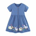 thumbnail image 1 of Vestido de algodón con estampado de lunares para niña REDARER, manga corta, estilo veraniego, con bordados, para talla 3-4 años, 1 of 5