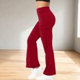 thumbnail image 4 of Amzcrzy Leggings Acampanados Mujer Cintura Alta Elásticos Yoga Ligeros Realzan Glúteos Color Liso Ajustado Casuales Bolsillos Laterales Tallas S-2XL Rojo, 4 of 7