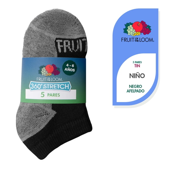Tin Fruit Of The Loom para Niño, Afelpado Bajo Negro 5 Pares Talla CH