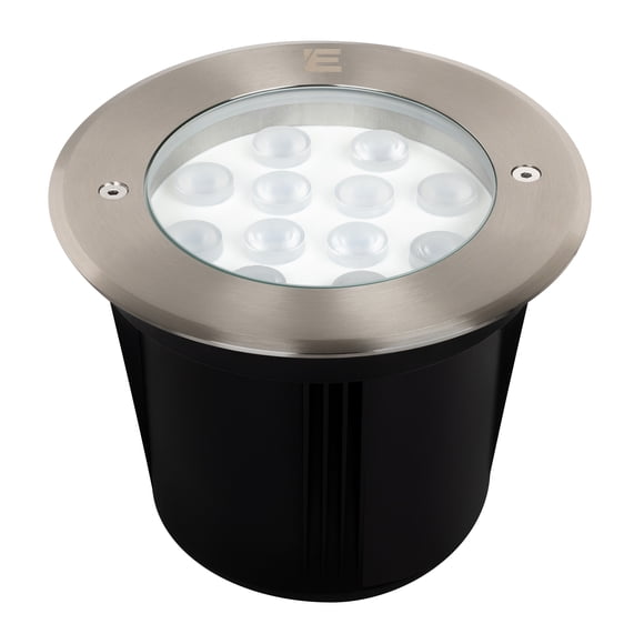 Estevez Luminario LED SPIRAL Empotrable en Piso, 12 Watts, 3000K Acero Inoxidable, Protección IP67 Ø168mm