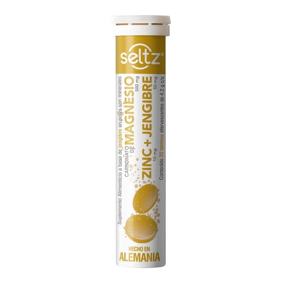 Suplemento alimenticio Seltz magnesio zinc + jengibre 20 tabletas efervescentes de 4.2 g c/u