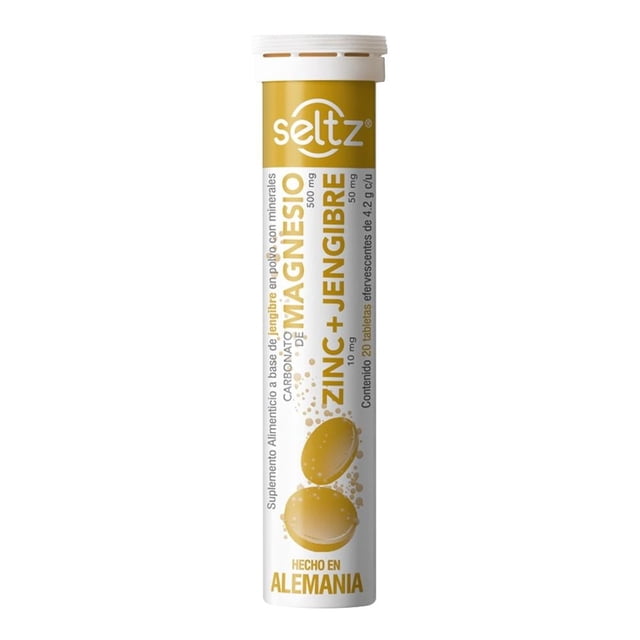 Suplemento alimenticio Seltz magnesio zinc + jengibre 20 tabletas efervescentes de 4.2 g c/u