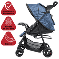 thumbnail image 2 of Carriola para Bebé Ligera y Plegable Asiento Reclinable Cinturón de 5 Puntos Charola Toldo Apta desde 6 Meses Hasta 18 kg - Azul, 2 of 7