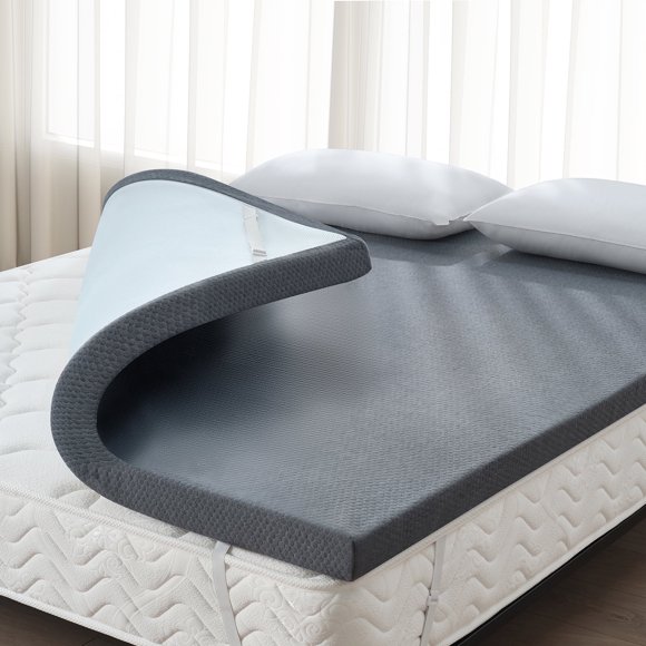 Z-hom Cubrecolchón Individual con Funda, Cubrecolchón de Memory Foam con Gel Refrescante de 3 Pulgadas, Acolchado Mullido Tamaño Individual con Funda Protectora Antideslizante y Amigable con la Piel