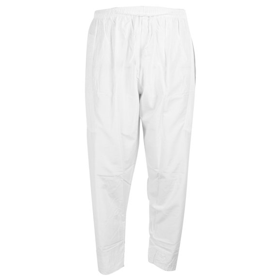 Pantalones musulmanes para hombre, de poliéster y algodón, holgados, con banda elástica en la cintura, pantalones afganos (blanco, XL)