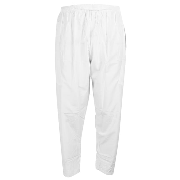 Pantalones musulmanes para hombre, de poliéster y algodón, holgados, con banda elástica en la cintura, pantalones afganos (blanco, XL)