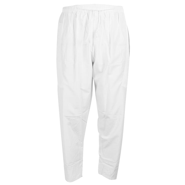 Pantalones musulmanes para hombre, de poliéster y algodón, holgados, con banda elástica en la cintura, pantalones afganos (blanco, XL)