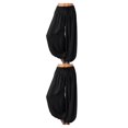 thumbnail image 3 of Sonducket Pantalón de pierna ancha para mujer Pantalones deportivos Tallas grandes Baile para niñas Ropa de playa Linterna de verano Pantalones Negro S 2Conjunto, 3 of 6