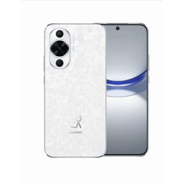 huawei nova 12s 8+256 pantalla oled 6.7" 50mp blanco Frontal y trasera del smartphone blanco HUAWEI: pantalla OLED plana de 6.7" con cámara selfie centrada, parte trasera con acabado texturizado blanco y módulo circular que aloja la cámara principal de 50 MP; bordes planos y perfil ultrafino de 6,88 mm, ligero. Apto para grabación 4K y creación de contenido móvil.