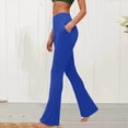 thumbnail image 2 of Amzcrzy Leggings Acampanados Mujer S-2XL - Yoga, Cintura Alta Sin Costura Delantera, Muy Elásticos Cómodos, Color Liso, Bolsillos Azul, 2 of 6