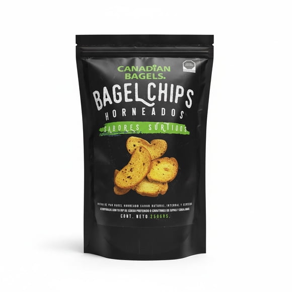 Botana Bagel Chips Sabores Surtidos 250gr (Natural, Integral y Centeno) | Horneados | Canadian Bagels | Kosher