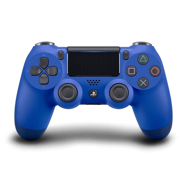Reacondicionado Mando inalámbrico Sony DualShock 4 Wave Blue PS4 renovado mando DualShock 4 en Wave Blue, vista frontal centrada con forma ergonómica, dos sticks analógicos, cruceta, botones de acción (△ ◯ ✕ ◻), panel táctil clicable, botón PlayStation y altavoz visibles; acabado plástico mate con agarres en tono más oscuro sobre fondo liso. Adecuado como mando de reemplazo o segunda unidad para juegos.