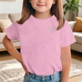 thumbnail image 2 of Camisetas de Cuello Redondo para Niñas - Camisetas de Manga Corta con Corazón de Pedrería, Tops Ligeros Casuales de Verano Rosas 9 Años, 2 of 8