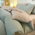 thumbnail image 1 of Juego de cama de 4 piezas para dormitorios | Poliéster suave lavado | Tamaños individual y matrimonial | Diseño reversible | Incluye funda nórdica, sábana ajustable y 2 fundas de almohada, 1 of 6