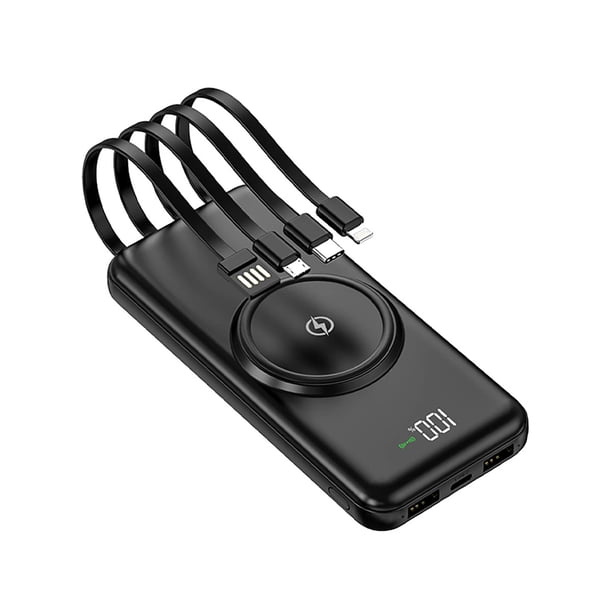 Power Bank Kimhi 20000 mAh Batería Portátil para Celular Carga Rápida con 4 Cables Pantalla LED