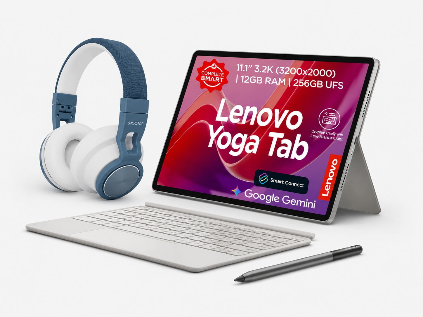 Lenovo Yoga Tab 11.1” 3.2K 144Hz, Snapdragon 8 Gen 3, 12GB/256GB, Teclado, Tab Pen Pro y Audífonos Bluetooth