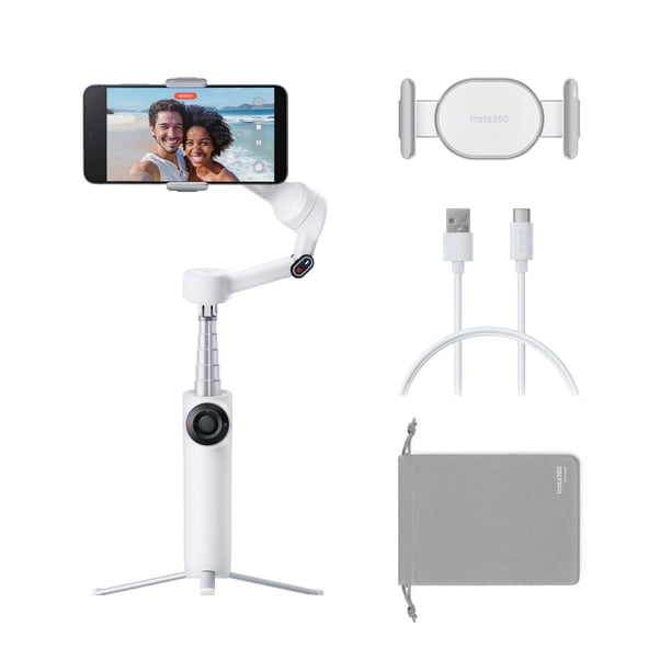 Teléfono Gimbal Insta360 Flow 2, blanco, plegable, con seguimiento por IA