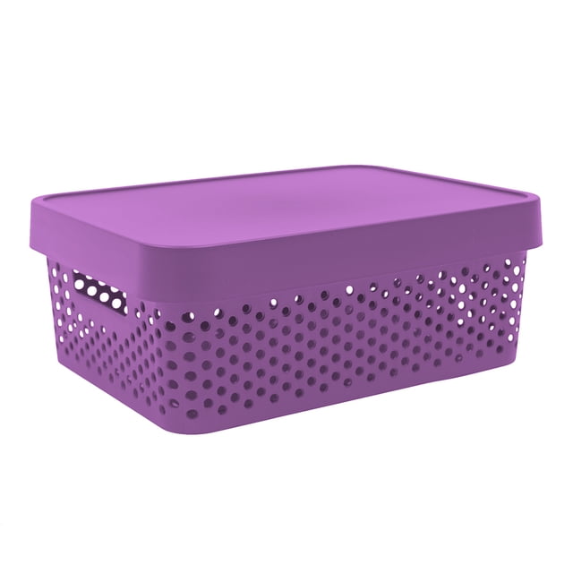 Caja con Tapa Plastic Trends Modelo Paris Capacidad 11Lts Color Morado 1 Pieza