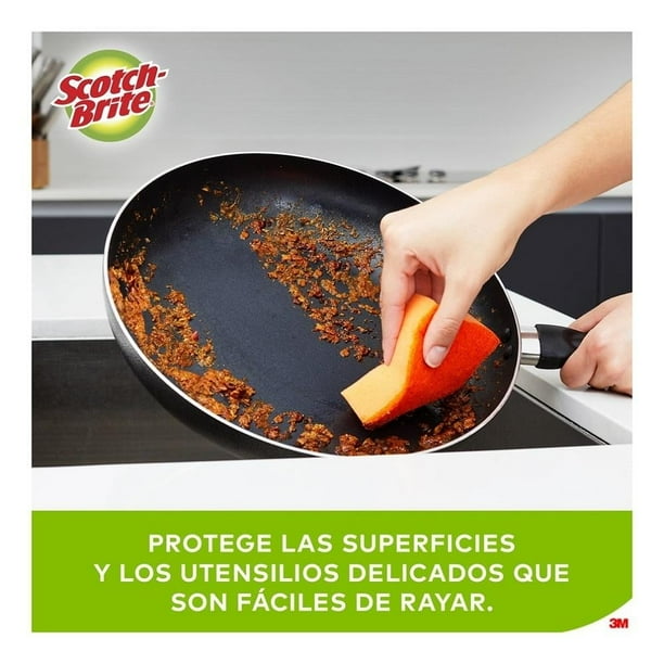 Imagen 3 de Fibra esponja 3M Scotch Brite para cocina cero rayas grande 1 pza