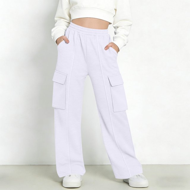 Pantalones de pana para niñas, cintura elástica, corte holgado, cordón ajustable, bolsillos, pantalones casuales para niñas con pana de mezcla de algodón de textura suave, tallas de 5-6 a 14-15 años.