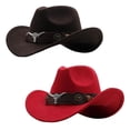 thumbnail image 1 of Sombreros de vaquero Sunnimix 2 uds Fedoras cómodo fiesta adultos otoño primavera gorras de café rojo, 1 of 8