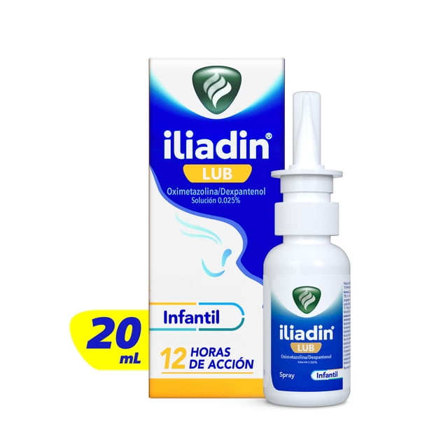 Spray Descongestionante Nasal Iliadin Lub Infantil para niños Descongestiona hasta por 12 horas con 20ml