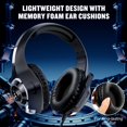 thumbnail image 3 of Audífonos para Juegos con Cable para PS4 PS5 Switch Xbox One PC con Luz RGB, Micrófono con Cancelación de Ruido, Sonido Envolvente, Audífonos para Juegos con Mandos para Colocar sobre las Orejas, Negro, 3 of 7